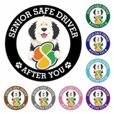 カーサイン 高齢者マーク SENIOR SAFE DRIVER オールドイングリッシュシープドッグ ステッカー シール 直径13cm 肉球 日本製 車