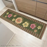 ラグ マット 長方形 イタリア製ジャガード織りキッチンマット-フィオーレ55x180cm キッチン 台所 ホットカーペット対応 丸洗いOK 花柄 カラフル かわいい おしゃれ イタリア ウォッシャブル 滑りにくい コンパクト収納可能