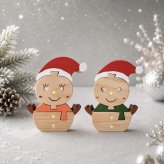 仲良し雪だるまの組木 ペアセット｜木製クリスマス飾り｜冬のインテリア・置き物｜ハンドメイド