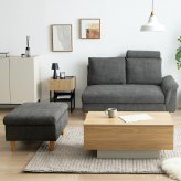 カウチソファ 2人掛け オットマン付き 2点セット 収納付き 幅127cm コンパクト ごろ寝 スツール 足置き 座面下収納 Sバネ ファブリック 北欧 おしゃれ リビング 一人暮らし ワンルーム ベージュ グレー ライトグレー オリーブブラウン 組立品 新生活