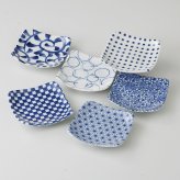 藍染角小皿揃 磁器 美濃焼 やきものの里から、暮らしを贈ります。　ギフト 食器 セット テーブルウェア