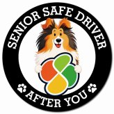 カーサイン 高齢者マーク SENIOR SAFE DRIVER シェットランドシープドッグ マグネット 強力 直径13cm 肉球 日本製 車 ステッカー