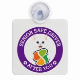カーサイン 高齢者マーク SENIOR SAFE DRIVER 白 車内用 吸盤タイプ 収れん火災防止タイプ 肉球 日本製 車 ステッカー