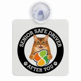 カーサイン 高齢者マーク SENIOR SAFE DRIVER ソマリ 車内用 吸盤タイプ 収れん火災防止タイプ 肉球 日本製 車 ステッカー