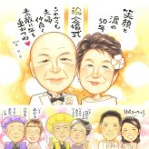 金婚式のギフトに、似顔絵ギフトのサプライズを贈りませんか。相談しながら作れる、あたたかな似顔絵ギフトです。 似顔絵 金婚式 贈り物 ギフト 手描き プレゼント 名入れ 金婚式 結婚記念日 銀婚式 夫婦 おじいちゃん 家族 おばあちゃん 祖母 修正無料 名入れ 下書き確認 似てる そっくり 一生もの 宝物 長寿 結婚記念日 感謝 親孝行 50周年 卒寿祝い キレイ 引っ越し 色紙 百寿祝い 大量注文