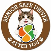 カーサイン 高齢者マーク SENIOR SAFE DRIVER キジ白 マグネット 強力 直径13cm 肉球 日本製 車 ステッカー