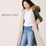 レディース モッズコート ラクーンファー トリミング フード付き ファーライナー 秋 冬 カーキ M/L 母 女性 ギフト プレゼント 6F (01000779r)