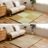 【同色2枚セット】 置き畳 紗彩 (さや) 約65×65×2.5cm 6枚入 縁なし へりなし畳 フロア畳 ユニット畳 カラフル 可愛い 滑り止め付き