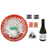 下関 関とら本店 天然ふく刺身 日本酒 焼きヒレ セット ポン酢 薬味付き ふぐ刺し 刺し身 ふぐ 天然 マフグ トラフグ 吟醸酒