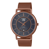 日本未発売 カシオ CASIO 腕時計 メンズ 収納ケース付き シンプル メッシュベルト ローズゴールド グレー 日付 防水 ビジネス カジュアル プレゼント ギフト 時計 男性 誕生日 記念日 成人 卒業 入学