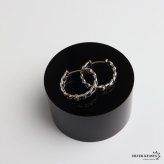 ステンレス 喜平チェーンピアス フープピアス 大きめ シルバー 燻し かっこいい 存在感 アンティーク プチプラ 両耳2点セット つけっぱなしok メンズ 男性 金属アレルギー対応 イヤリング