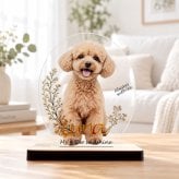 うちの子フラワーアクリルスタンド　　名入れ オーダーメイド 犬 猫 うさぎ ペット 透明 プレゼント ギフト 写真立て フォトスタンド 記念 メモリアル ナチュラル 可愛い アクスタ 遺影 位牌