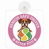 カーサイン 高齢者マーク SENIOR SAFE DRIVER ボクサー 車内用 吸盤タイプ 収れん火災防止タイプ 肉球 日本製 車 ステッカー
