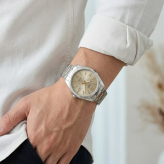 箱なし カシオ 腕時計 メンズ ベージュ シルバー CASIO 海外モデル アナログ 50m防水 カレンダー 日付 ステンレス ビジネス 仕事 シンプル プレゼント ギフト 成人 卒業 入学