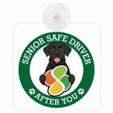 カーサイン 高齢者マーク SENIOR SAFE DRIVER ラブラドール 車内用 吸盤タイプ 収れん火災防止タイプ 肉球 日本製 車 ステッカー