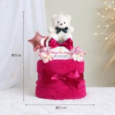 おむつケーキ 出産祝い 今治タオル オーガニック 人気 2段 女の子 赤ちゃん 誕生日プレゼント ハーフバースデー ベビーシャワー 送料無料 con7502
