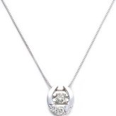 ダイヤモンド ネックレス K18 ホワイトゴールド 0.2ct ダンシングストーン 馬蹄 ホースシュー 一粒 揺れるダイヤ ペンダント 鑑別カード レディース アクセサリー ジュエリー ギフト