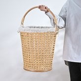ゴミ箱 ラタンで編まれた丸いバスケット 丸形 円形 丸い 見えない ダストボックス くずかご ごみばこ 鉢カバー 縦型 アジアン リビング バリ雑貨 アジアン雑貨 おしゃれ アジアン家具 ゴミ箱 天然素材100%のアジアンバスケット 寝室 籐 ごみ箱