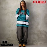FUBU フブ ホッケーシャツ メンズ レディース fam-62712 ホッケージャージ ゲームシャツ 長袖 Vネック ナンバリング ロゴ プリント オーバーサイズ ストリート ヒップホップ ダンス カジュアル M L XL XXL 2026FW Karlas