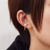 ［pearl624］片耳用 ホワイトピンク 6mm - 6.5mm あこや真珠 イヤーカフ 三角 K18YG