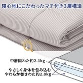 敷布団 シングル 西川 敷き布団 ホコリが出にくい 3層構造 三層 固綿 100×210cm シングルロング ベーシック スリーピュア ストライプ 新生活に 4.1kg 1枚でもお使いいただけます グレー ベージュ ポリエステル 敷きふとん 寝具