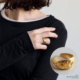 ステンレス 星空のリング 2カラー 月形甲丸 18KGP ゴールド gold シルバー スパークル オープンリング フリーサイズ レディース 女性 指輪 金属アレルギー対応