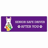 カーサイン 高齢者マーク SENIOR SAFE DRIVER ブルテリア ステッカー シール 長方形 20x6.7cm 肉球 日本製 車