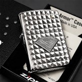 ZIPPO ライター アーマー ミラクルダイアモンド ホワイトニッケル 両面加工 ジッポ Miracle Diamond ダイヤカット 彫刻 シルバー メンズ かっこいい メタル貼り おしゃれ ギフト 重厚 プレゼント