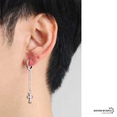 シルバー925 クロスピアス チェーンピアス ドロップピアス フープピアス シルバー ストーン キラキラ 小ぶり 十字架 片耳1点 メンズ 男性 金属アレルギー対応 イヤリング