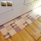 キッチンマット PVC使用 お手入れ簡単 拭ける お掃除ロボ対応 すべりにくい 薄手 耐圧分散 北欧風 カントリー調 約45×120cm