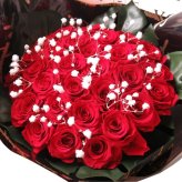 プロポーズ 赤バラ 25本 かすみ草 花束 枯れないプリザーブドフラワー 赤バラ 花束 25本使用 本数言葉は あなたの幸せを願っています