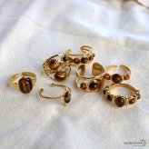 ステンレス タイガーアイリング 7タイプ 18KGP ゴールド gold ボヘミアン 虎目石 オープンリング フリーサイズ レディース 女性 指輪 金属アレルギー対応