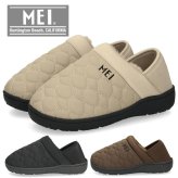 MEI メイ モックシューズ レディース SHL-263001 キルティング ボア スリッポン かかとが踏める 2WAY あったか スリッパ サボ シューズ ブラック ブラウン グレージュ 秋冬