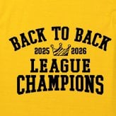 連覇記念 BACK TO BACK LEAGUE CHAMPIONS Tシャツ 2025-2026 カナリアイエロー/記念/応援/メンズ/レディース/半袖/サイズS～XL
