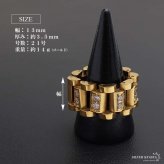 ステンレス チェーンリング メタルバンドリング ごつめ ストーンリング ゴールド シルバー キラキラ ゴージャス 幅広 太い 存在感 重厚感 メンズ 男性 金属アレルギー対応 指輪