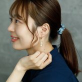 ピアス 金属アレルギー サージカルステンレス フープ 落ちない 引っかからない 外れにくい フック 3連パール イミテーション ゴールド