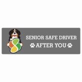カーサイン 高齢者マーク SENIOR SAFE DRIVER バーニーズマウンテンドッグ ステッカー シール 長方形 15x5cm 肉球 日本製 車
