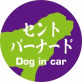 Dog in car ドッグインカー ステッカー カーステッカー セントバーナード 毛筆書体 パープルグリーン シール 煽り運転対策 カーサイン