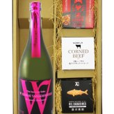★ 送料無料 ★ Ｗ ( ダブリュー ) 山田錦 純米  720ml ＋ 缶詰おつまみ3種セット【 9453 】【 日本酒・おつまみセット 】【 要冷蔵 】【 ハロウィン 贈り物 ギフト プレゼント 誕生日 結婚のお祝い 】