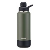 ピーコック ステンレスボトル ストレートドリンクタイプ 1L カーキ 水筒 底カバー付き 保冷専用 取っ手付き 直飲み仕様【北海道・沖縄県・離島 配送不可】