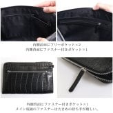 クロコダイル クラッチバッグ メンズ ストラップ付き 薄型 本革 マット加工 レザー ノーブランド セカンドバッグ 結婚式 パーティー 式 ビジネス フォーマル 高級感 長財布収納 小物入れ ワニ革 鰐 クロコ 収納力 4FA (06001995r)