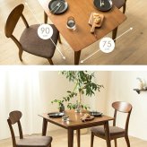 ダイニングテーブル 90cm 単品 木製 おしゃれ 天然木 2人用 食卓 テーブル 長方形 ブラウン 無垢 ウレタン塗装 ダイニング 2人 2人掛け 二人用 北欧 ヴィンテージ カフェ風 新生活 高級 低ホルムアルデヒド