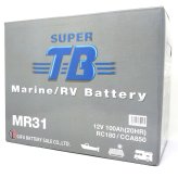 MR31 バッテリー マリン用 RV用 新品 岐阜バッテリー販売 SUPER TB 船舶 ボート エレキ キャンピングカー 電動ウィンチ 補水不要 メンテナンスフリー サイクル使用 大容量 100Ah CCA850 デュアル端子 上がり対策