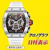腕時計 メンズ クロノグラフ オマージュウォッチ クォーツ トノー型 スケルトン シリコンベルト 日付 ONOLA ON6827