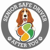 カーサイン 高齢者マーク SENIOR SAFE DRIVER バセットハウンド ステッカー シール 直径13cm 肉球 日本製 車