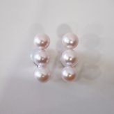 ［pearl616］ 7.5mm - 8mm ホワイトピンク 3連 イヤリング あこや真珠 本真珠 熊本 天草 真珠