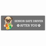 カーサイン 高齢者マーク SENIOR SAFE DRIVER パグ ステッカー シール 長方形 20x6.7cm 肉球 日本製 車