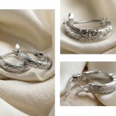 【送料無料】ハワイアンジュエリー ピアス フープピアス サージカルステンレス アクセサリー シルバーカラー スクロール プルメリア レディース ギフト プレゼント