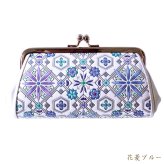 浅草文庫 がま口 財布 花菱 親子 WA-4 コインケース 小銭入れ 友禅染 浅草 文庫革 江戸小紋 ミニ ガマ がまぐち 送料無料 レザー 牛革 レディース ギフト プレゼント