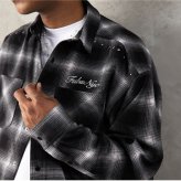 FUBU フブ チェックシャツ メンズ レディース fam-62100 スタッズ オンブレチェック ネルシャツ 長袖 シャツ スナップボタン 刺繍 オーバーサイズ ストリート ヒップホップ ダンス カジュアル M L XL XXL 2026FW Karlas